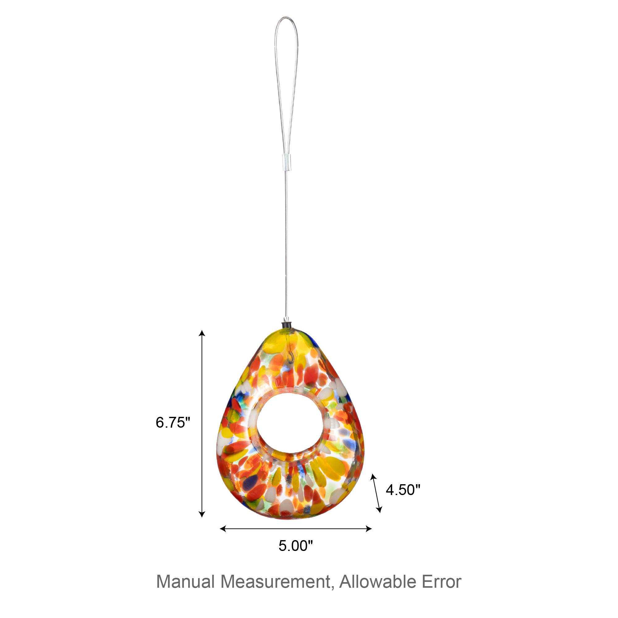 Glitzhome® 6.75" Glass Water Drop Hanging Orange Dots Birdfeeder
